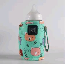 Portable Baby Bottle Warmer USB Milk Heater Travel Insulated Bag Cartoon Design