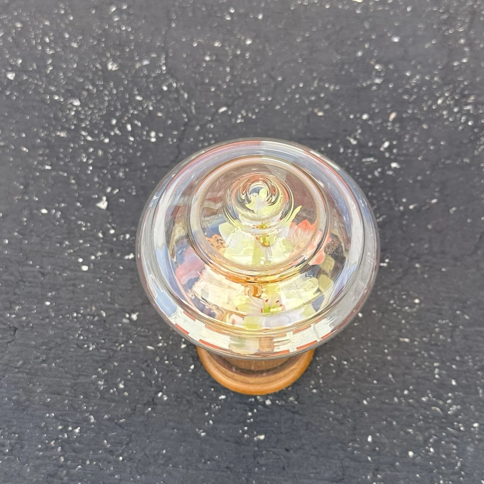 Boticario vintage con base de madera Cloche abovedada de vidrio transparente de 9" Foto 2 de 4