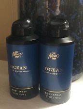Set of 2 Bath & Body Works Ocean Mens Body Spray Fragrance Cologne 3.7 oz Each