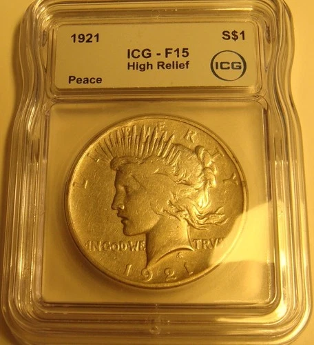 1921 Peace Silver Dollar Early Rare Key Date High Relief ICG FINE15