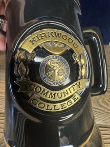 Kirkwood Community College Black Gold Ceramic Beer Stein Mug Founded 1966