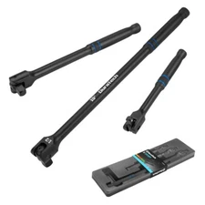 DURATECH 3PCS Breaker Bar Set 1/4" 3/8" 1/2" Drive 180°Rotatable Head 6" 10” 15"