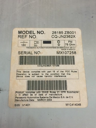 OEM 2004 2005 Nissan Altima Radio Stereo Cd Player 28185-ZB001 - Picture 7 of 12