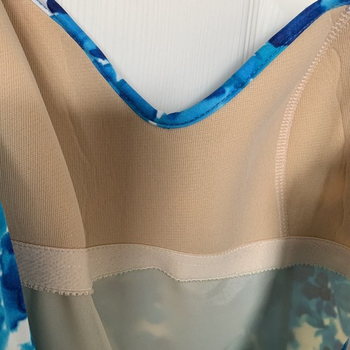 It Figures Swimsuit One Piece Blue Teal Floral Women’s Beaded 14 tummy Thinner - Picture 6 of 8