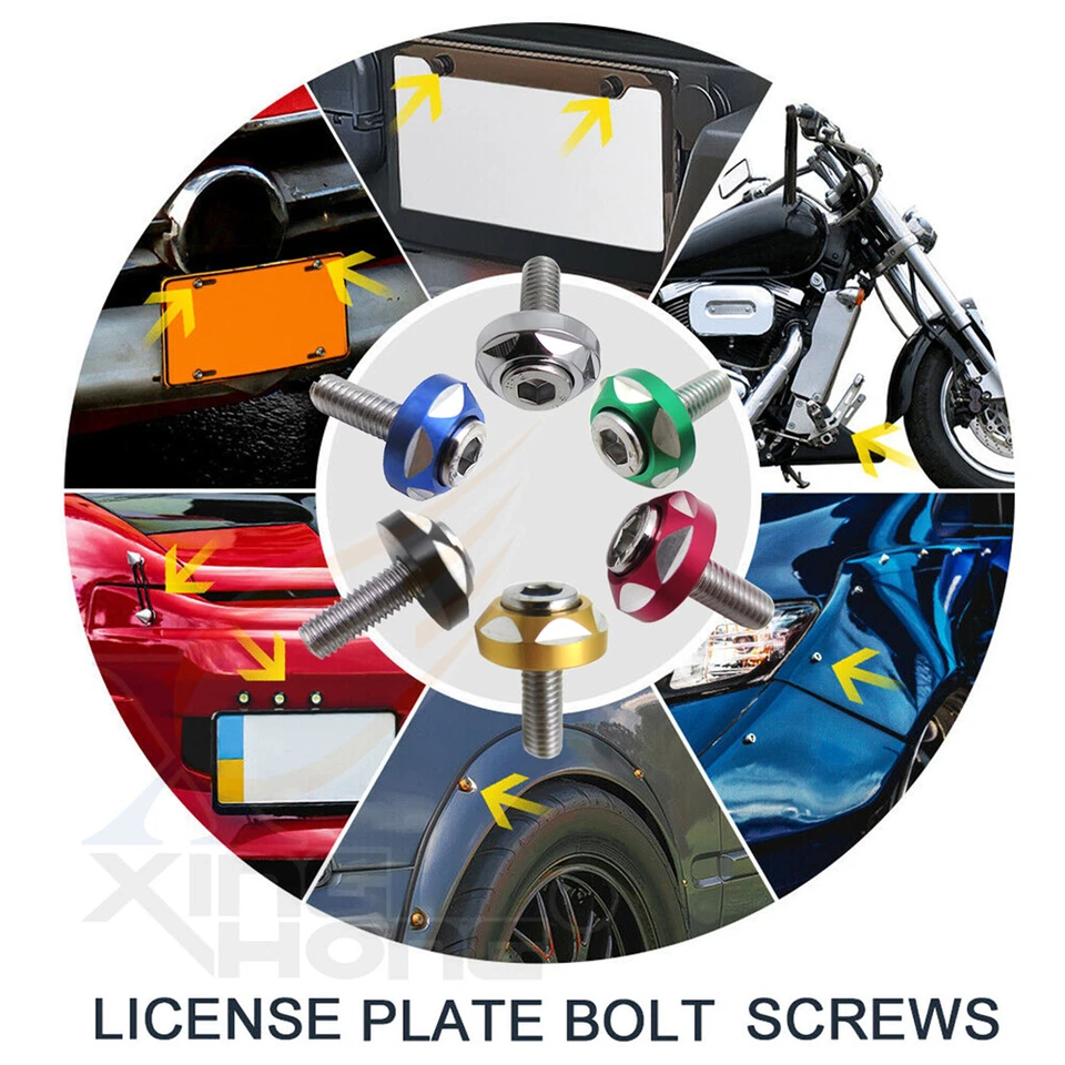 Diâmetro de rosca 6mm 4 peças parafusos de ouro parafusos de placa decorativa para motor de carro - Imagem 2 de 4