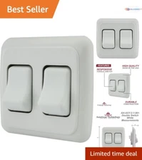 Double On-Off Switch Plastic 12V 16A Rocker Panel Mount for RV, Trailer, Camper