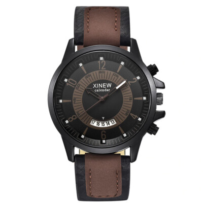 Lederband Armbanduhr Brand Xinew Grün Gelb Hellbraun Schwarz Dater IG