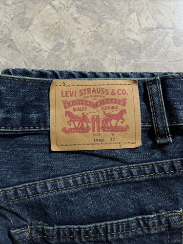 Levi 505 Regular Jean Shorts Youth Boy’s Size 14 Waist 27” Blue Denim 5-Pockets - Picture 3 of 4