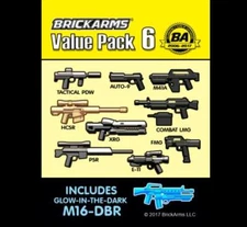 BrickArms 11 Piece Value Pack Vs 6 Weapons for Plastic Construction Minifigs NEW