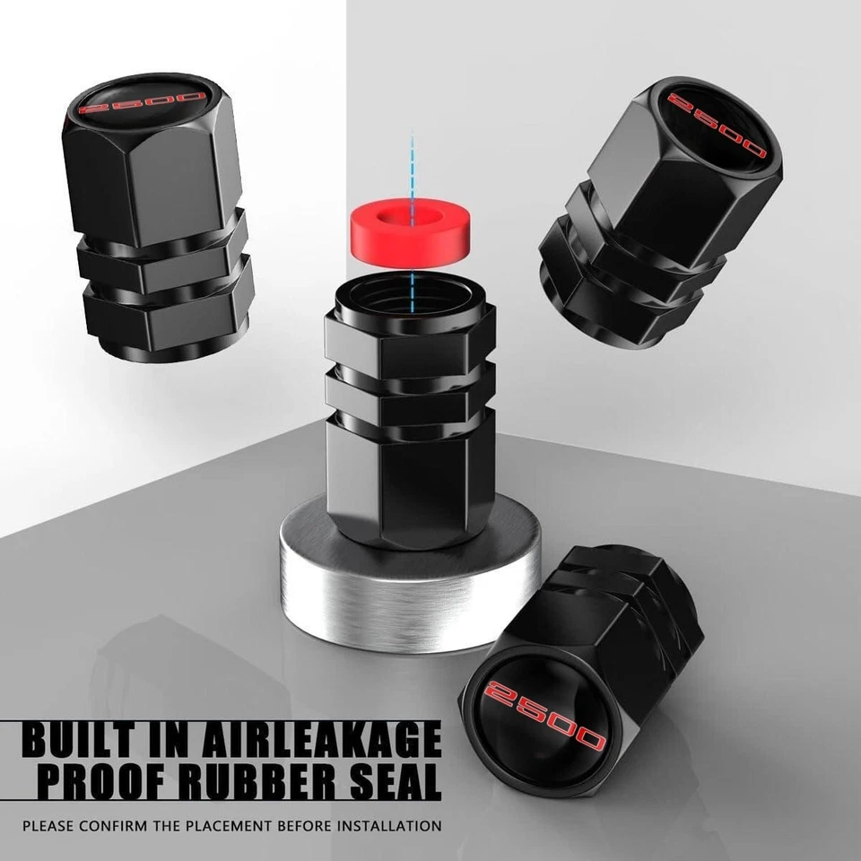 Tapas de vástago de válvula de neumático de 4 piezas para Dodge Ram 2500 cubiertas de vástago universales automotrices Foto 2 de 4