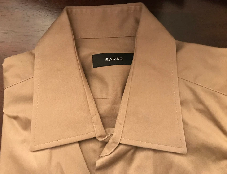 Мужская рубашка Sarar Getzner с длинным рукавом бежевая L 40 хлопок SLIMFIT - Изображение 2 из 4