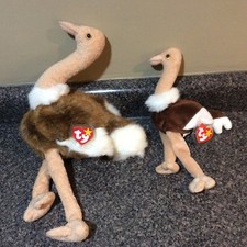TY Beanie Buddy Stretch Ostrich Stuffed Large And Beanie Baby MWT