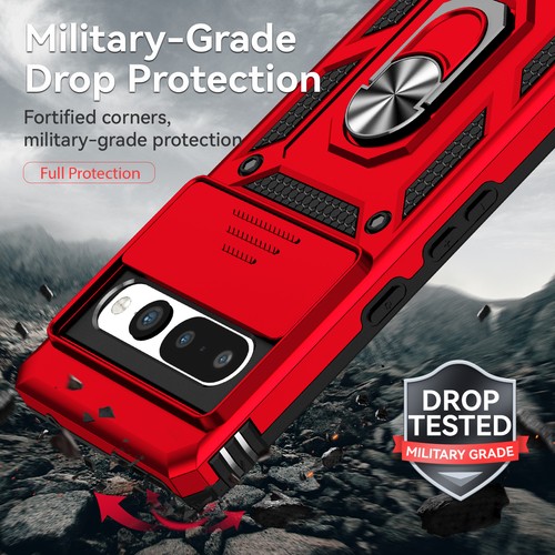 For Google Pixel 8 Pro 7 6a Magnetic Ring Stand Rugged Case Sliding Camera Cover - Picture 7 of 65