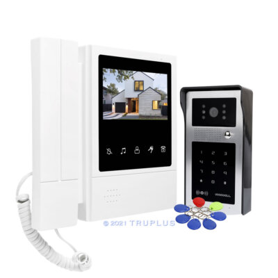 Video Tür Gegensprechanlage mit 4,3'' Headset, HD IR Kamera, RFID, Tastatur, Tastenentsperrung