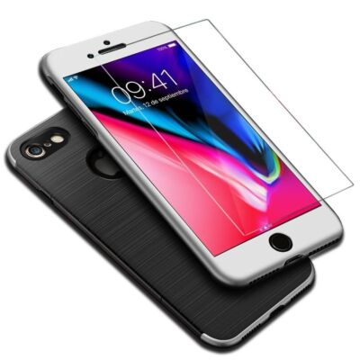 Apple iPhone 8 Hülle Case Handy Cover Schutz Tasche Schutzhülle Carbon Silber
