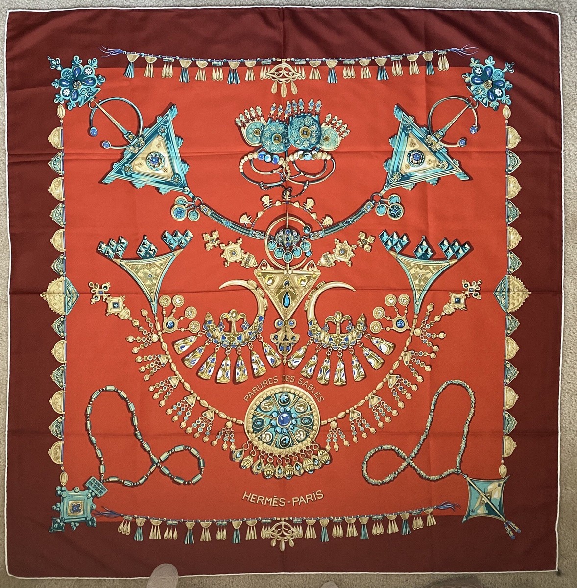 HERMES-PARIS PAURES DES SABLES スカーフ Hermes Scarf 