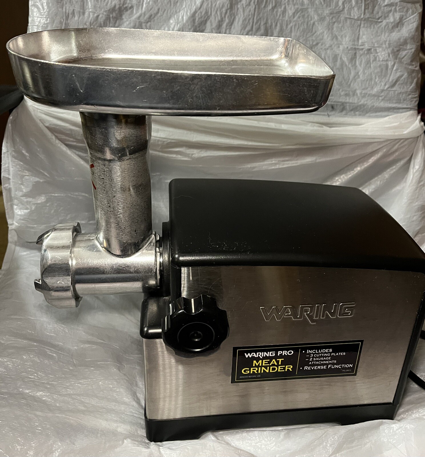 Waring Pro Electric Meat Grinder, Stainless Steel Model MG105, New See