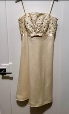 J.Crew Women's Linen Strapless Tea Length Dress with sequins neutral Size 10
