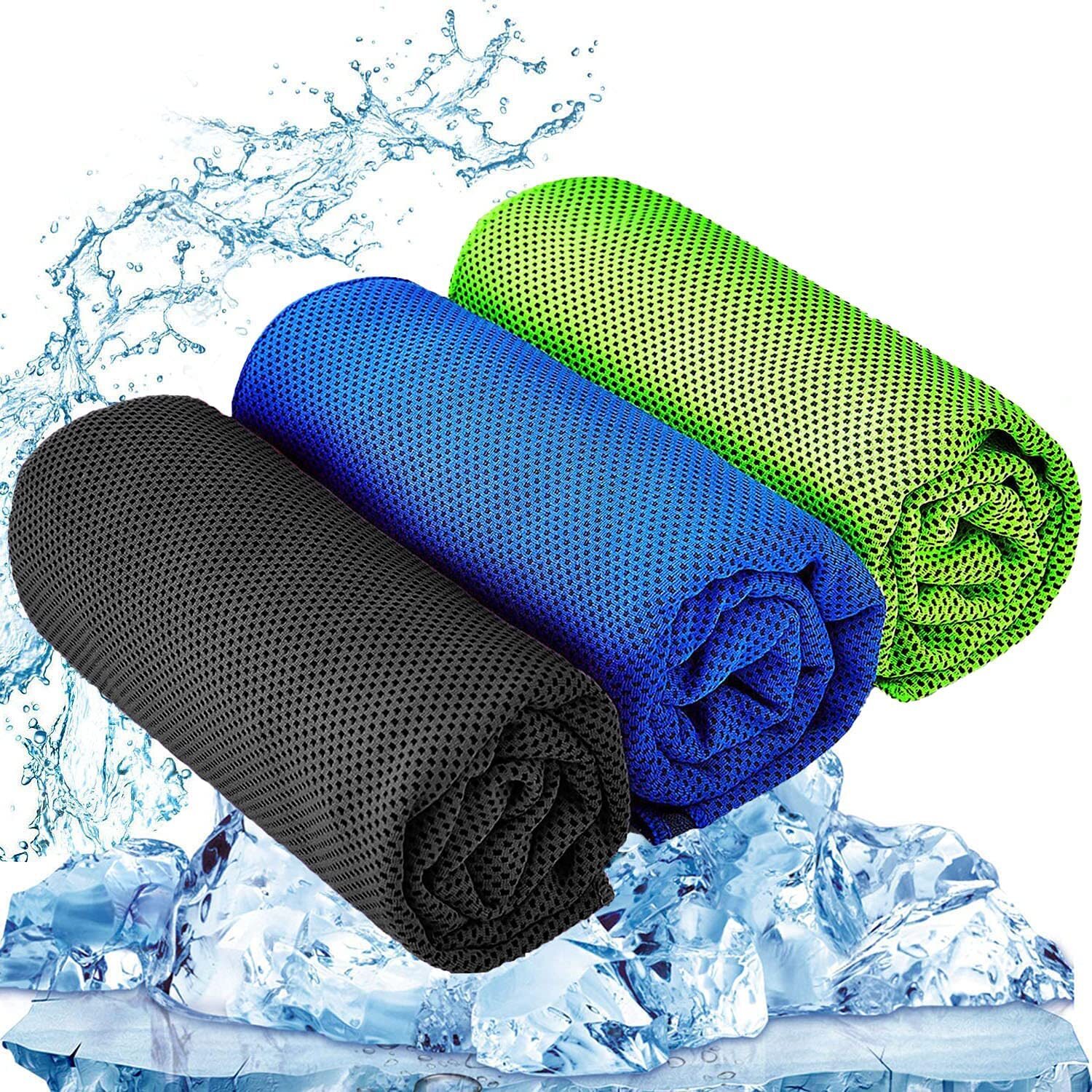 Ice Cooling Towel for Yoga Golf Gym Camping Running Workout Pack of 3