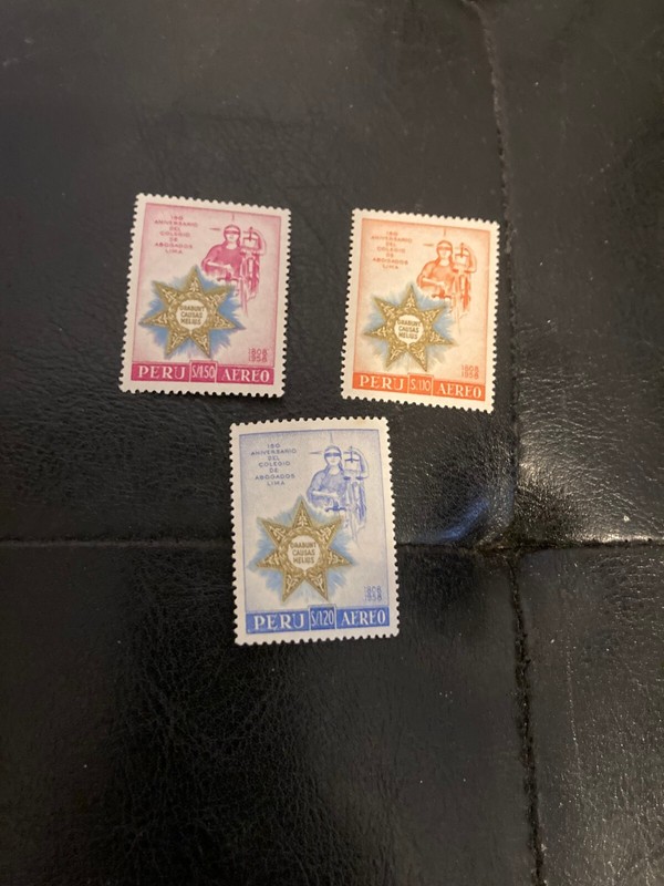 Lima Bar Association's 150th anniversary, set of 3, Perú 1958, accept offers