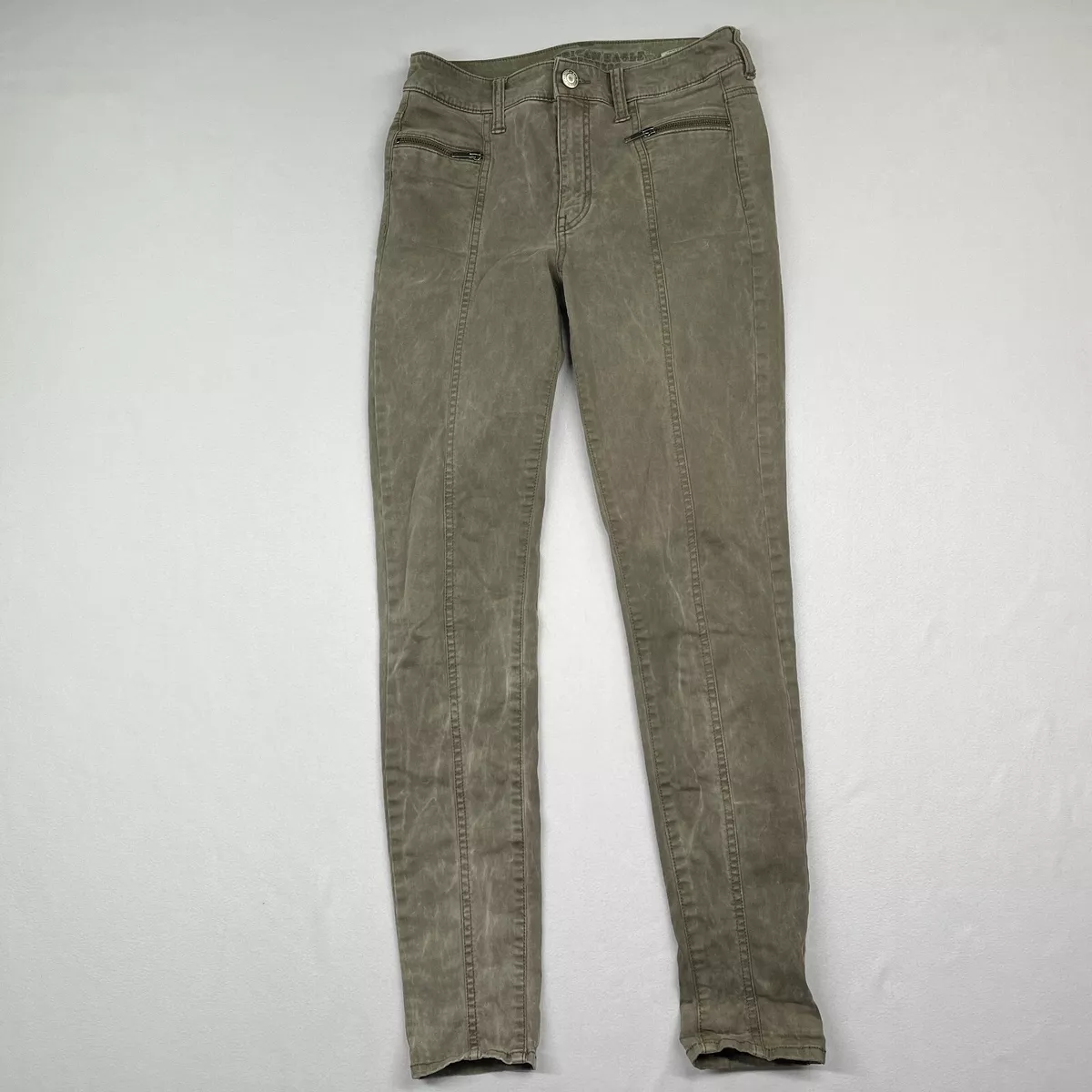 American Eagle Jeans Womens 6 Jegging Hi Rise Green Denim Zip