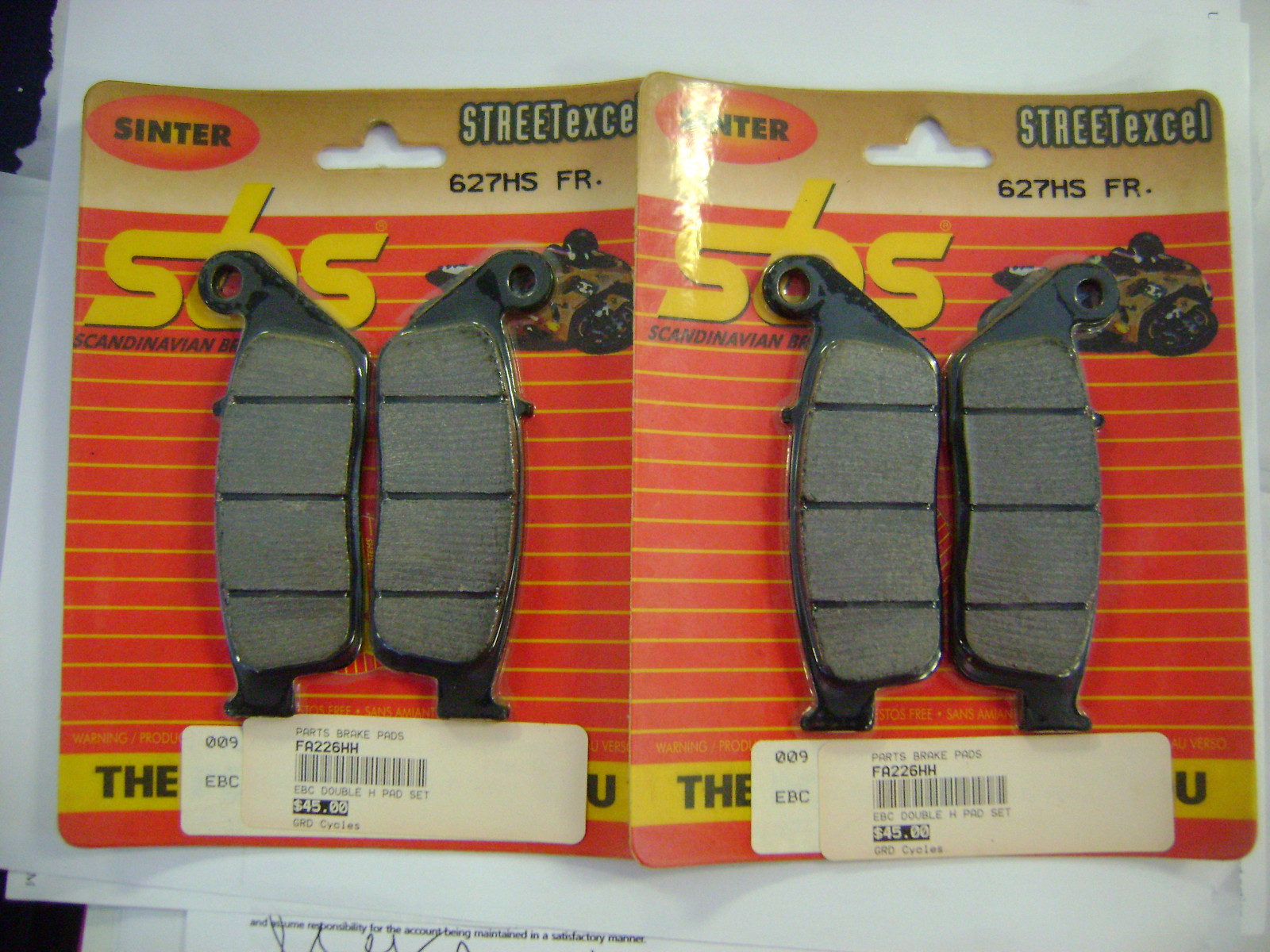 SBS 2 SETS FRONT BRAKE PADS 627HS (EBC FA226HH) GL1500 CB600
