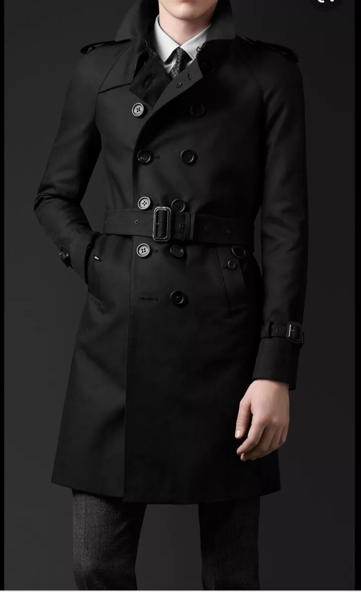 på en ferie Jet Udgående NEW BURBERRY BLACK LABEL TRENCH Coat Black Outerwear Long Sleeve SZ 50 EUR  40 US | eBay