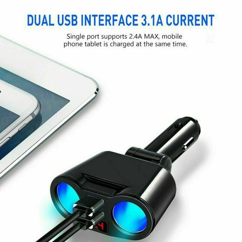 DC 12V LED Car Cigarette Lighter Adapter Charger Dual Plug Socket Splitter New - Imagen 5 de 11