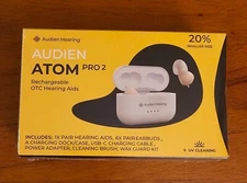 Brand NEW Audien ATOM PRO 2 Wireless Rechargeable OTC Hearing Aids