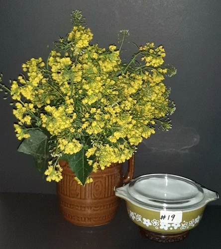 Pyrex 471 470-C Spring Blossom 1 PT Casserole Lid Green Serving Dish Bowl