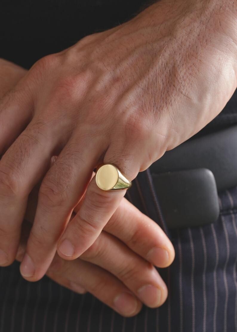 Yellow Gold Plated 925 Sterling Silver Classic Signet Man