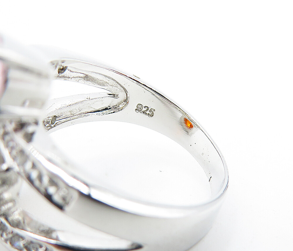 925 Sterling Silver Multi Color Topaz Bypass Design Band Ring Sz 7