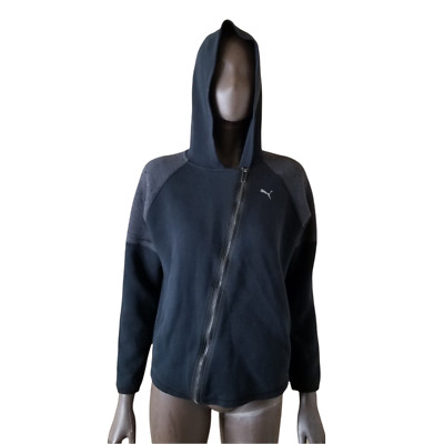 PUMA Warm Cell Sweat Jacket Hooded Black Charcoal Gray Full Zip Mens Large