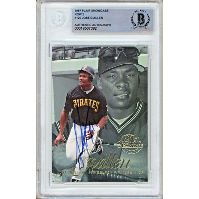 Jose Guillen Signed 1997 Flair Showcase #120 Beckett BAS Slabbed RC Pirates Auto