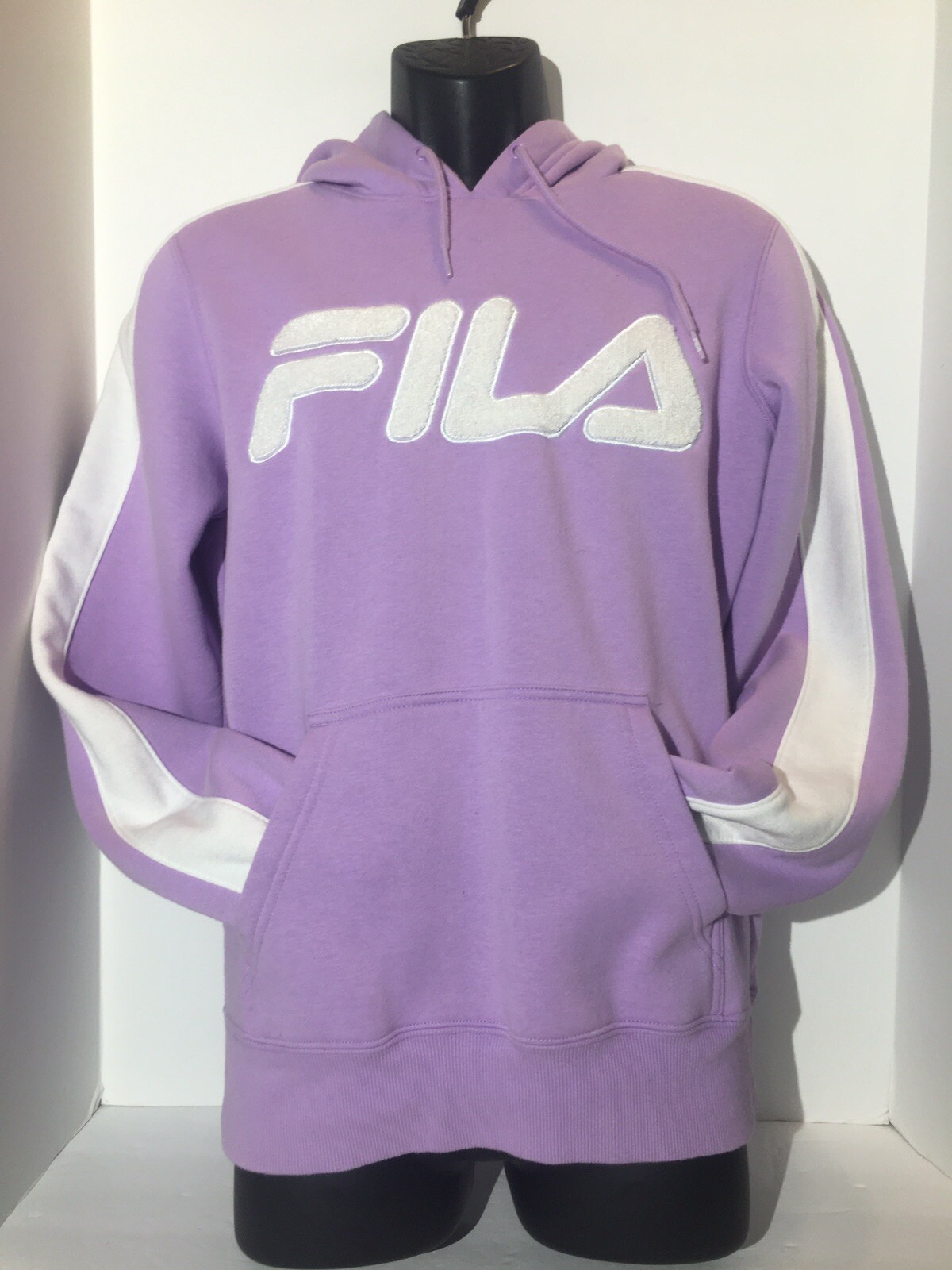 Fila pullover felpa con cappuccio viola e bianco donna taglia Medium