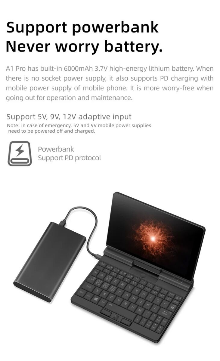 One-Netbook A1 Engineer PC Mini Laptop 7 Inch IPS Intel Core i5-1130G7  i3-1110G4 Pocket Computer Windows 11 16G 512GB