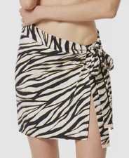 Michael Kors Women's Black Zebra-Print Pareo Cover-Up Swimwear Size M/L
