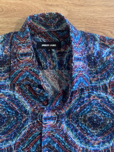 Jared Lang Shirt Men's Medium Short Sleeve Button Up Multicolor Geometric - Picture 2 of 7
