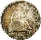 1853 AU50 NGC Arrow & rays 25c Seated liberty