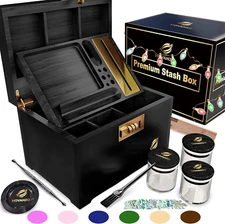 Premium Large Stash Box - Smell Proof Stash Box with Rolling Tray - Storage