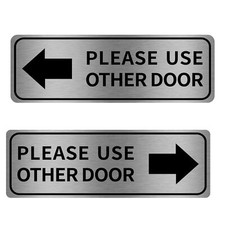 Please Use Other Door Sign Aluminum 12x4 Inch Self-Adhesive Left Right Arrow ...