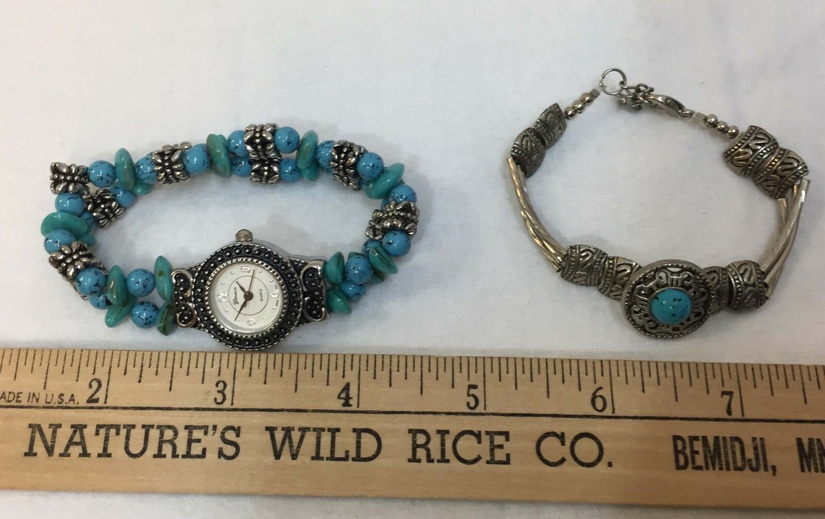 Bracelets Stretch Geneva Watch & Unique Silver w/ Turquoise  display picture 3