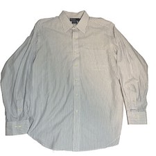 Mens Ralph Lauren Polo Long Sleeve Classic Fit White Blue Stripes - Size 16.5