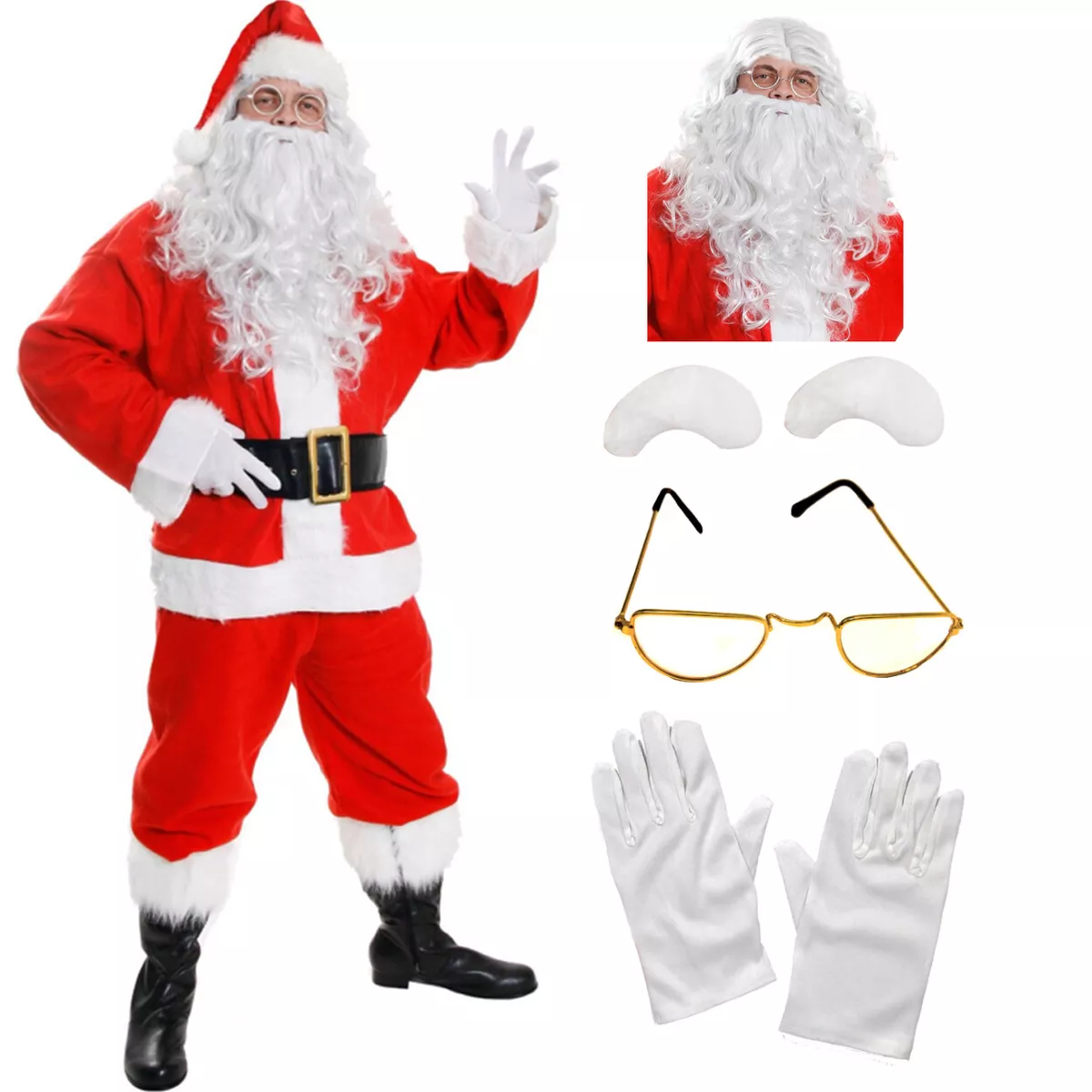 ADULTS DELUXE SANTA CLAUS COSTUME CHOICE FATHER CHRISTMAS XMAS