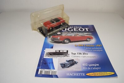 A40 1:43 NOREV HATCHET PEUGEOT 404 CABRIOLET 1967 RED MIB +RARE MAGAZINE!