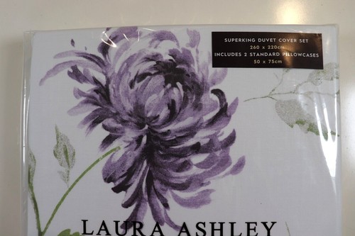 LAURA ASHLEY NINETTE LAVENDER FLORAL COTTON DUVET COVER SET BEDDING - SUPERKING - Picture 4 of 17