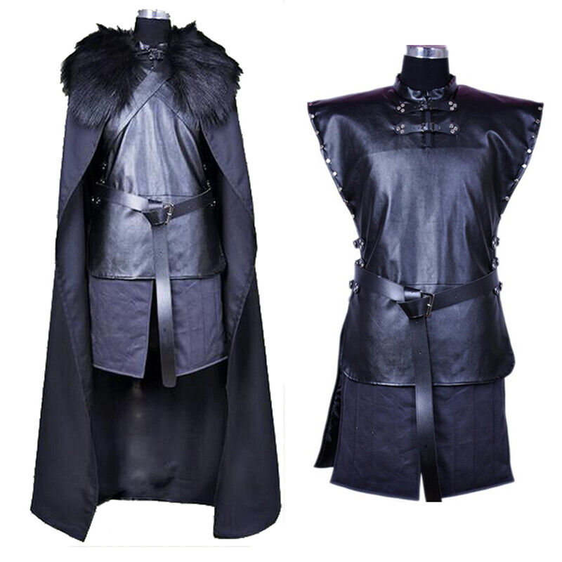 Crow Jon Snow Cosplay Costume Anime Knight Men Halloween Cloak Outfit Full Set
