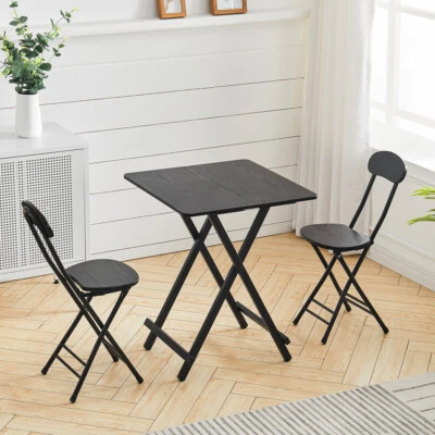 Small Black Table And 2/4 Chairs Breakfast Bar Kitchen Dining Room Furniture Set