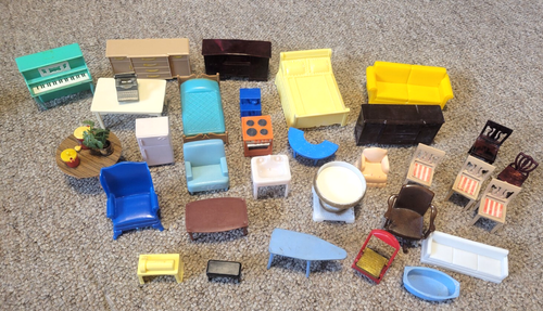 Vintage Ideal Renewal Marx Plasco Markenlos Kunststoff Puppenhaus Möbel Lot Spielzeug - Bild 23 von 24