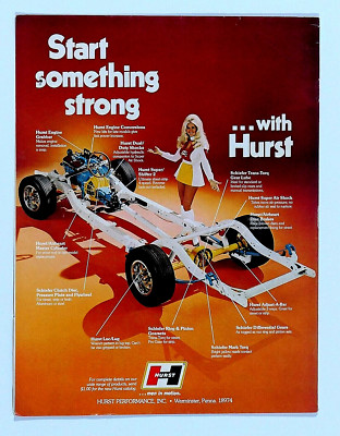 The Hurst Girl  Vintage 1974 Start Something Strong Original Print Ad 8.5 x 11''